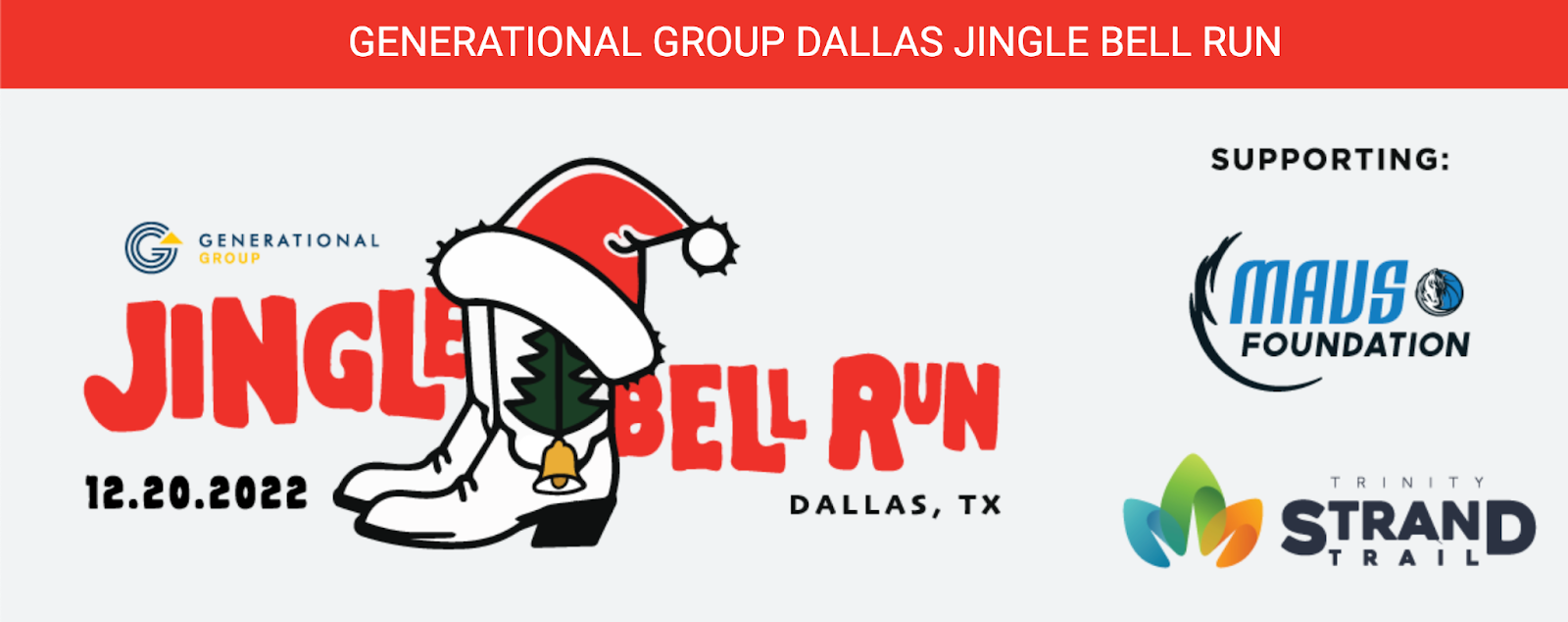 holiday fundraising ideas, the Jingle Bell run is an example of a fun run fundraiser that supports local organizations like the Mavs Foundation and the Trinity Strand Trail 